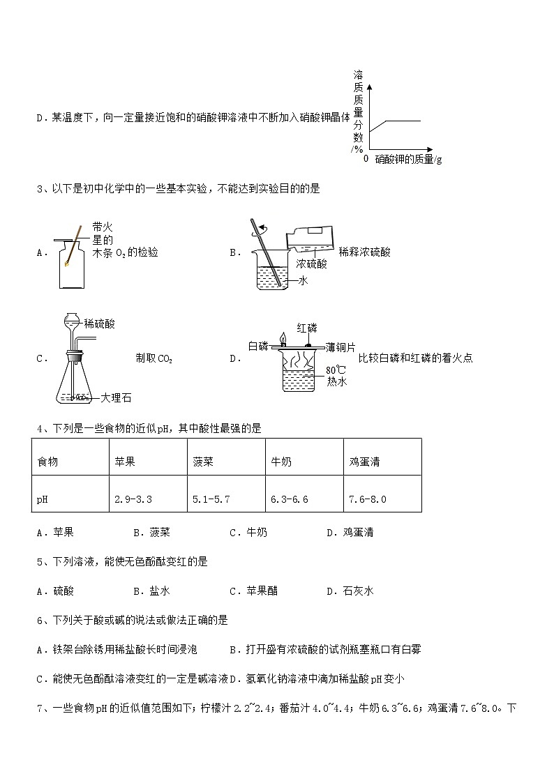 2021年最新人教版九年级化学下册第十单元 酸和碱期末复习试卷【汇总】第2页