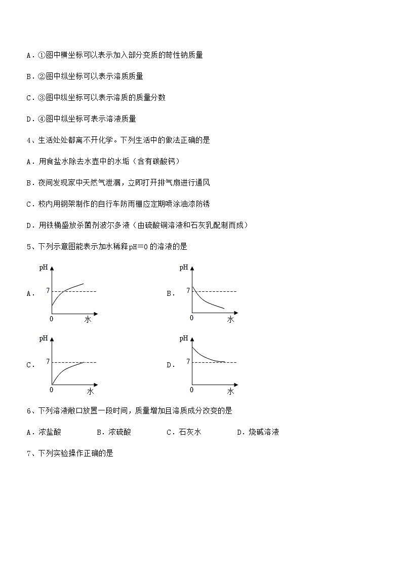 2022学年最新人教版九年级化学下册第十单元 酸和碱期末复习试卷（学生专用）第2页