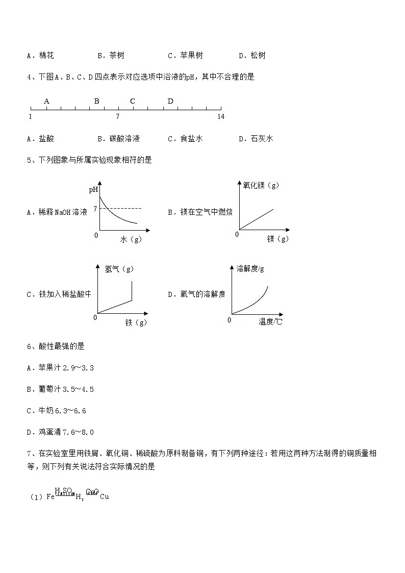 2021年最新人教版九年级化学下册第十单元 酸和碱期末模拟试卷(可编辑)第2页