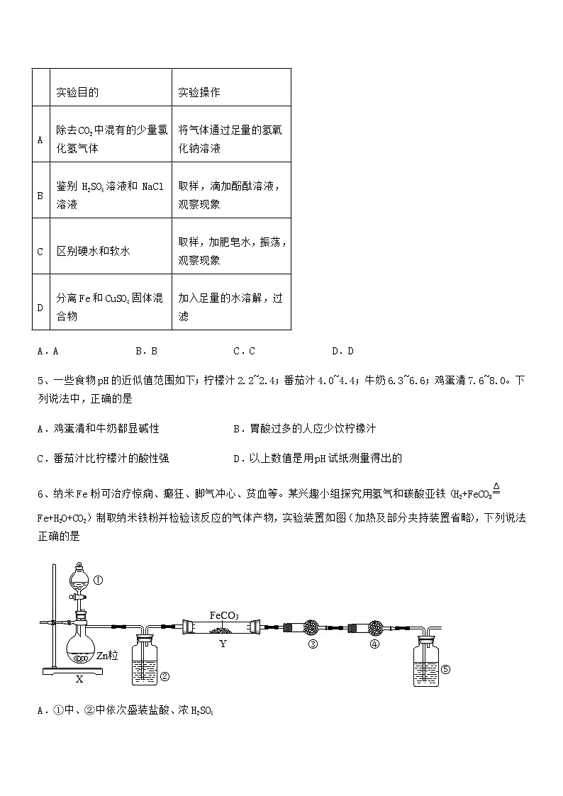 2022学年最新人教版九年级化学下册第十单元 酸和碱期末试卷（1套）第2页
