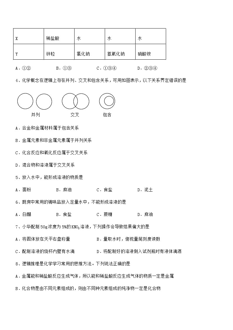2022年度最新人教版九年级化学下册第九单元溶液期末复习试卷（A4打印版）第2页