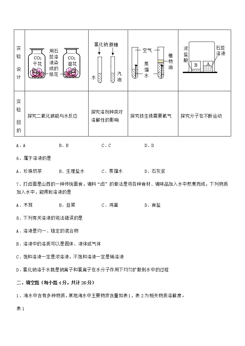 2022年度最新人教版九年级化学下册第九单元溶液期末试卷必考第2页