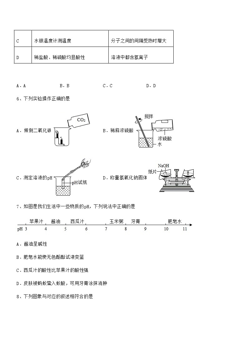 2022年最新人教版九年级化学下册第十单元 酸和碱期末考试卷word可编辑第2页