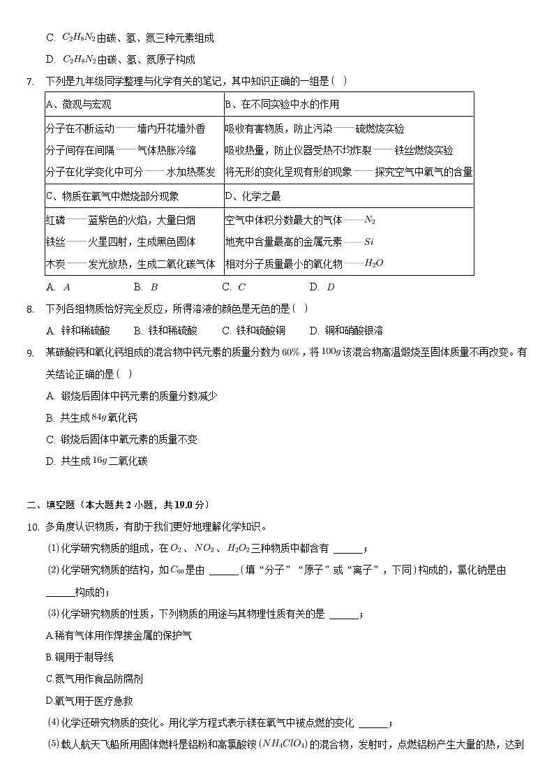 四川省绵阳市安州区2021-2022学年九年级上学期期末化学试卷（word版 含答案）第2页
