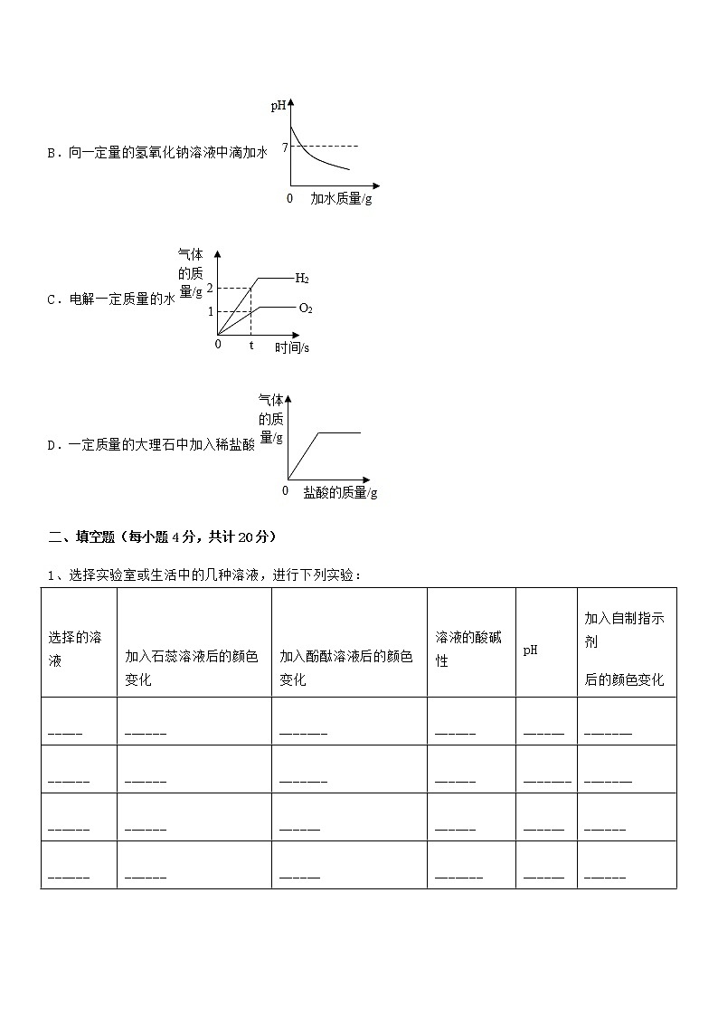 2022学年最新人教版九年级化学下册第十单元 酸和碱期中考试卷第3页