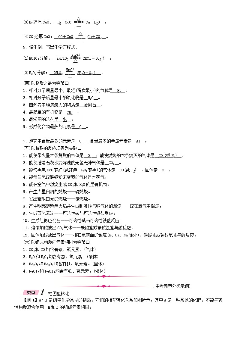 河北专版中考化学复习重点题型突破篇专题7框图推断题精讲练习学案第3页