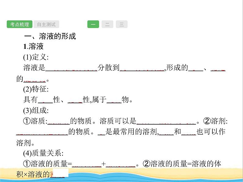 中考化学总复习优化设计专题基础知识过关第九单元溶液课件02