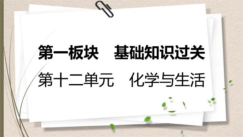 人教版中考化学一轮复习课件第十二单元　化学与生活第1页