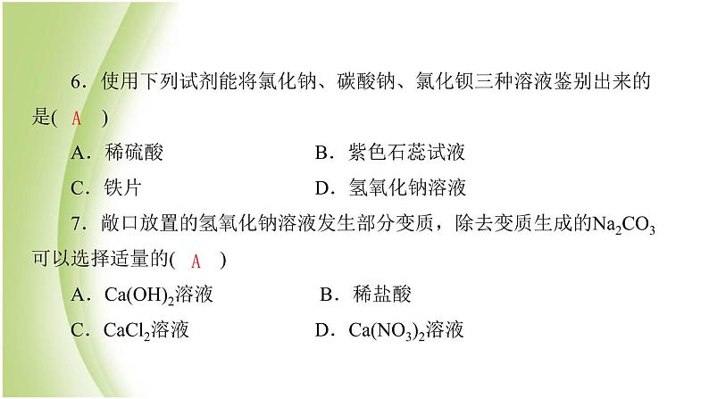 九年级化学下册第七单元常见的酸和碱专项训练1酸和碱的性质课件鲁教版04