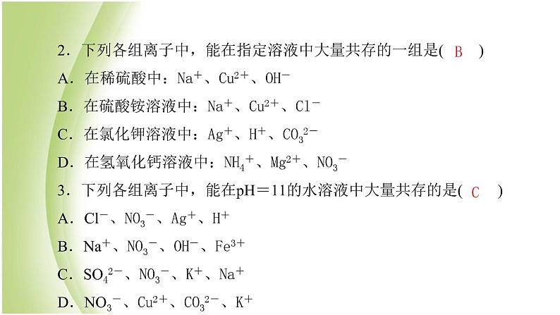 九年级化学下册第八单元海水中的化学专项训练2复分解反应课件鲁教版02