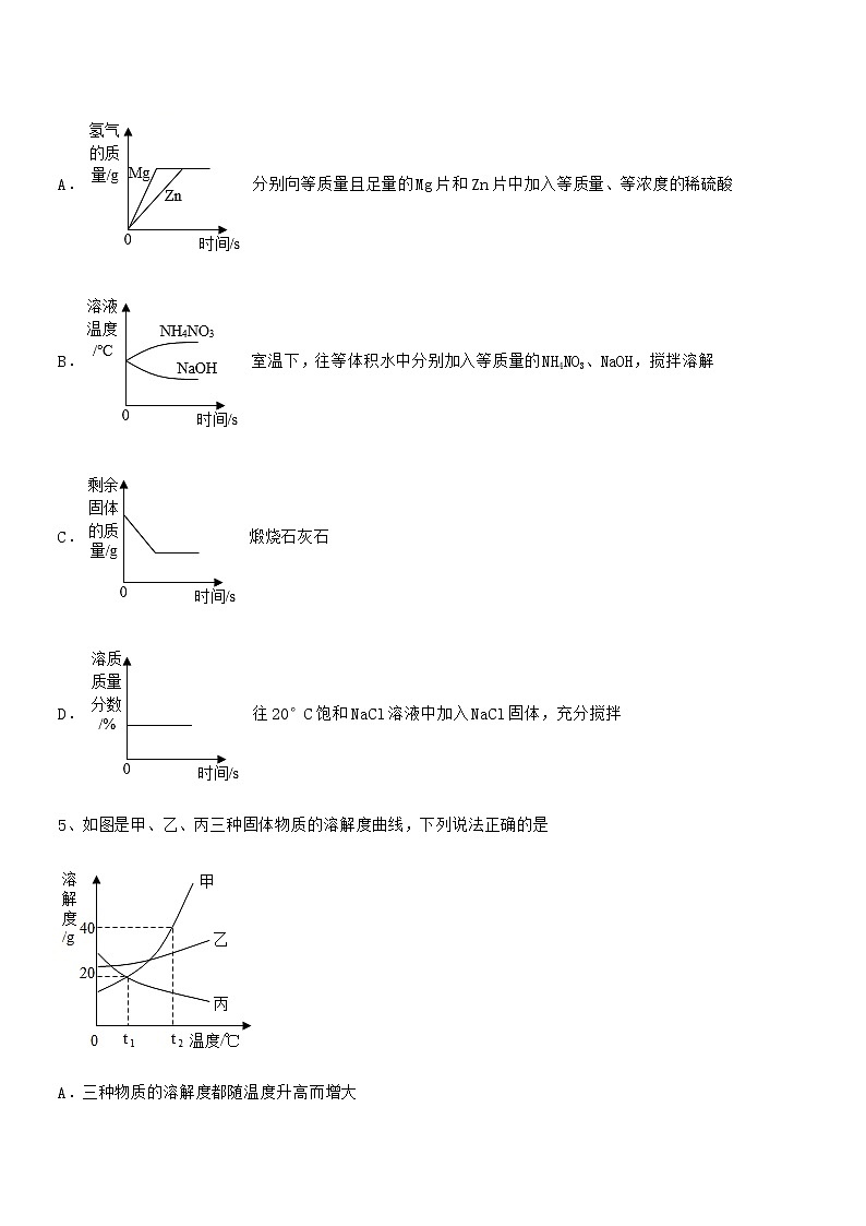 2022学年最新人教版九年级化学下册第九单元溶液期中复习试卷无答案第2页