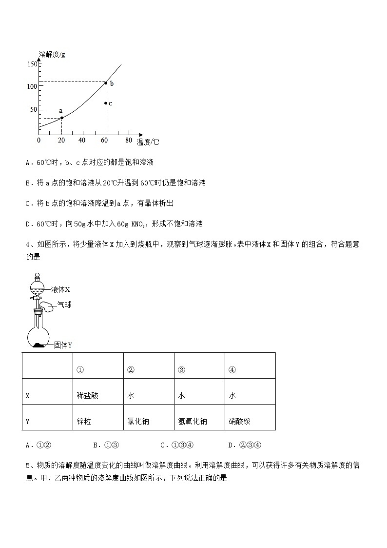 2021年最新人教版九年级化学下册第九单元溶液期中试卷汇编无答案第2页