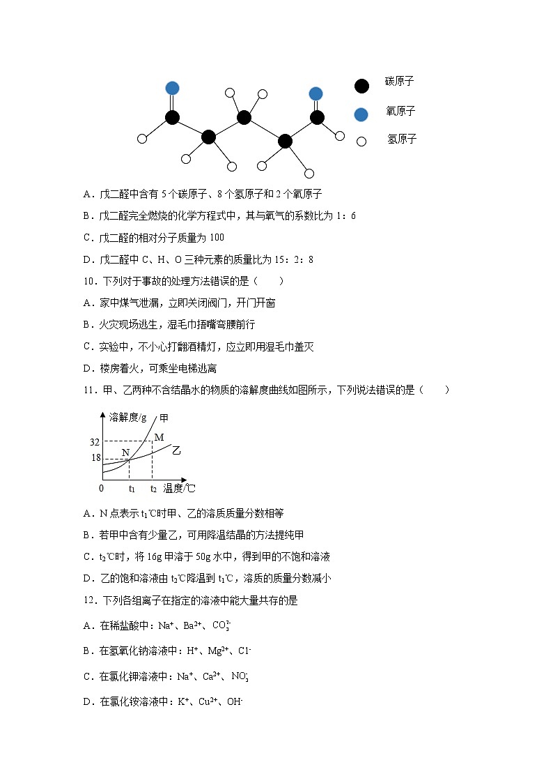 泸教版九年级下册化学——22春九年级期中化学试卷（8）03