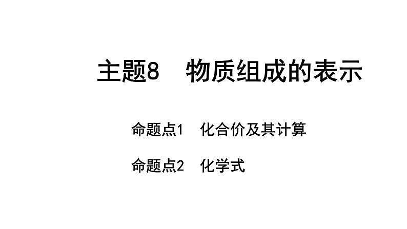 2022年陕西省中考化学一轮复习课件：主题8　物质组成的表示第1页