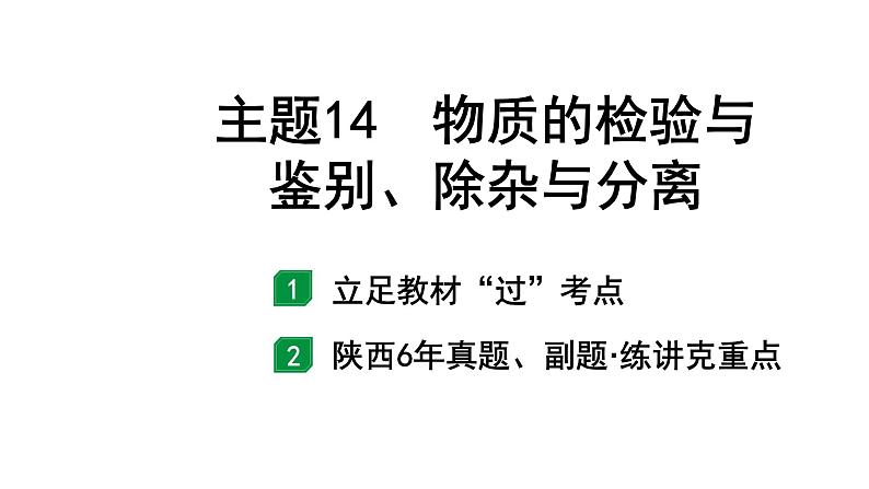 2022年陕西省中考化学一轮复习课件：主题14　物质的检验与鉴别、除杂与分离01