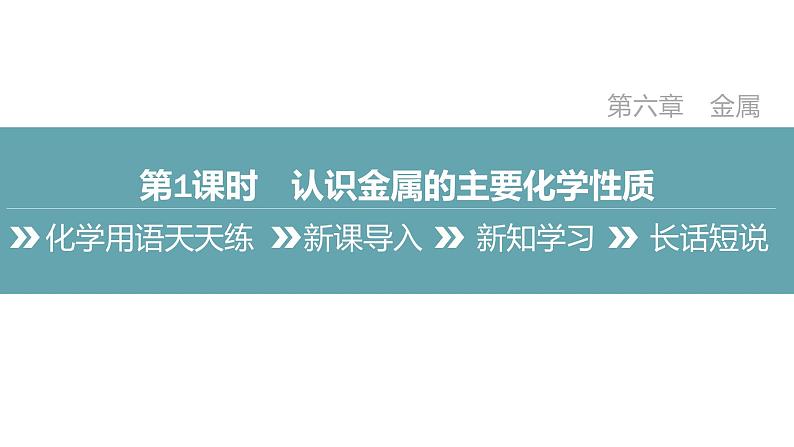 2022年春科粤版九年级化学下册 6.2　金属的化学性质  第1课时　认识金属的主要化学性质 （教案+课件-练习）01