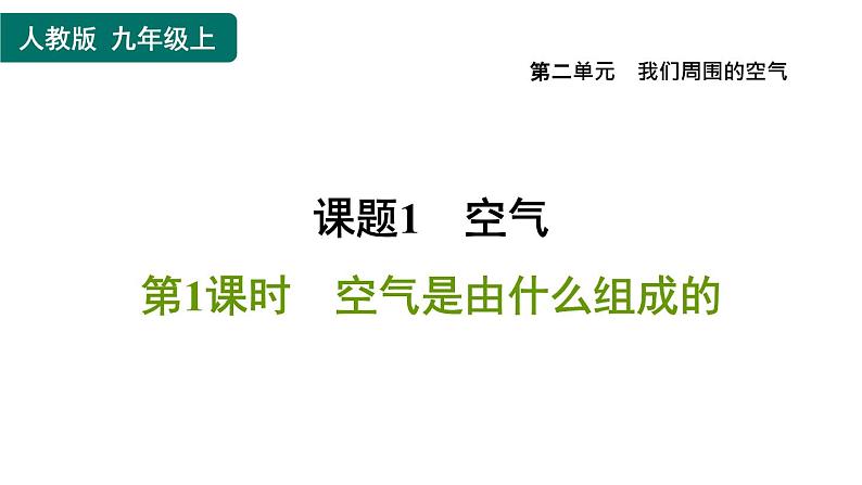 人教版九年级上册化学 第2单元 2.1.1空气是由什么组成的 习题课件第1页