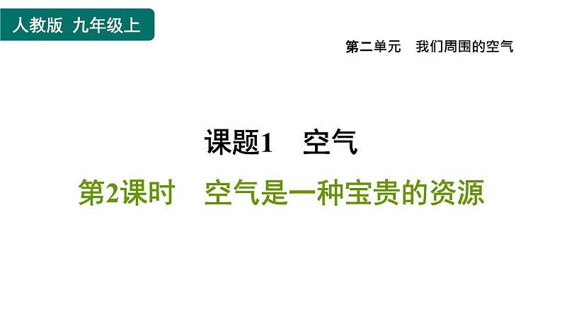 人教版九年级上册化学 第2单元 2.1.2空气是一种宝贵的资源 习题课件第1页