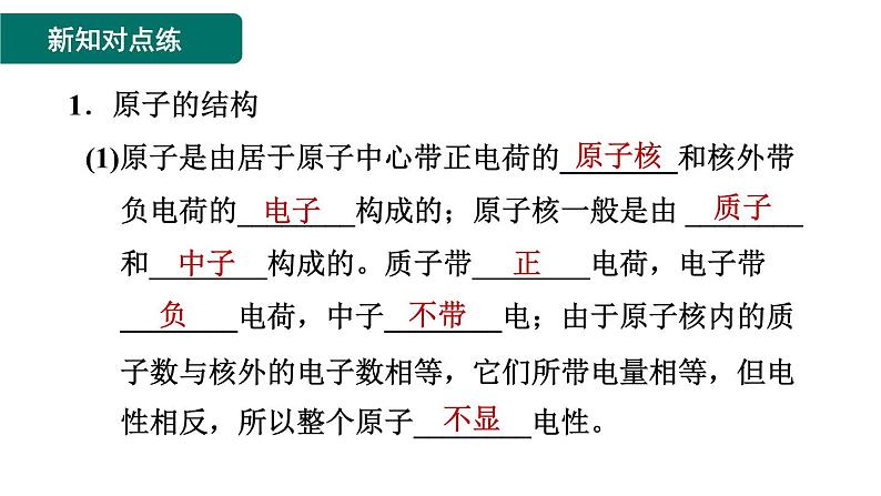 人教版九年级上册化学 第3单元 3.2.1原子的构成 习题课件03