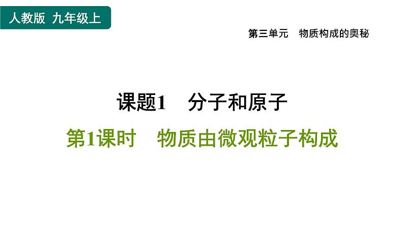 人教版九年级上册化学 第3单元 3.1.1物质由微观粒子构成 习题课件第1页