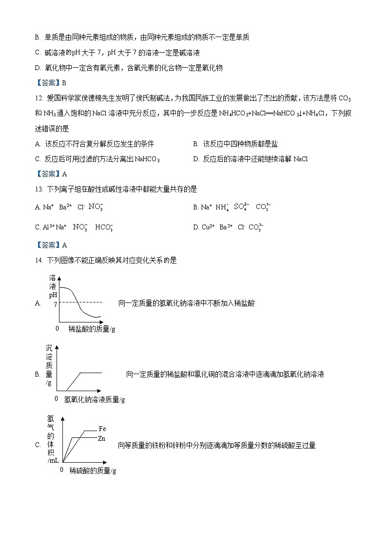 2021年广西贵港市港北区中考二模化学试题及答案03