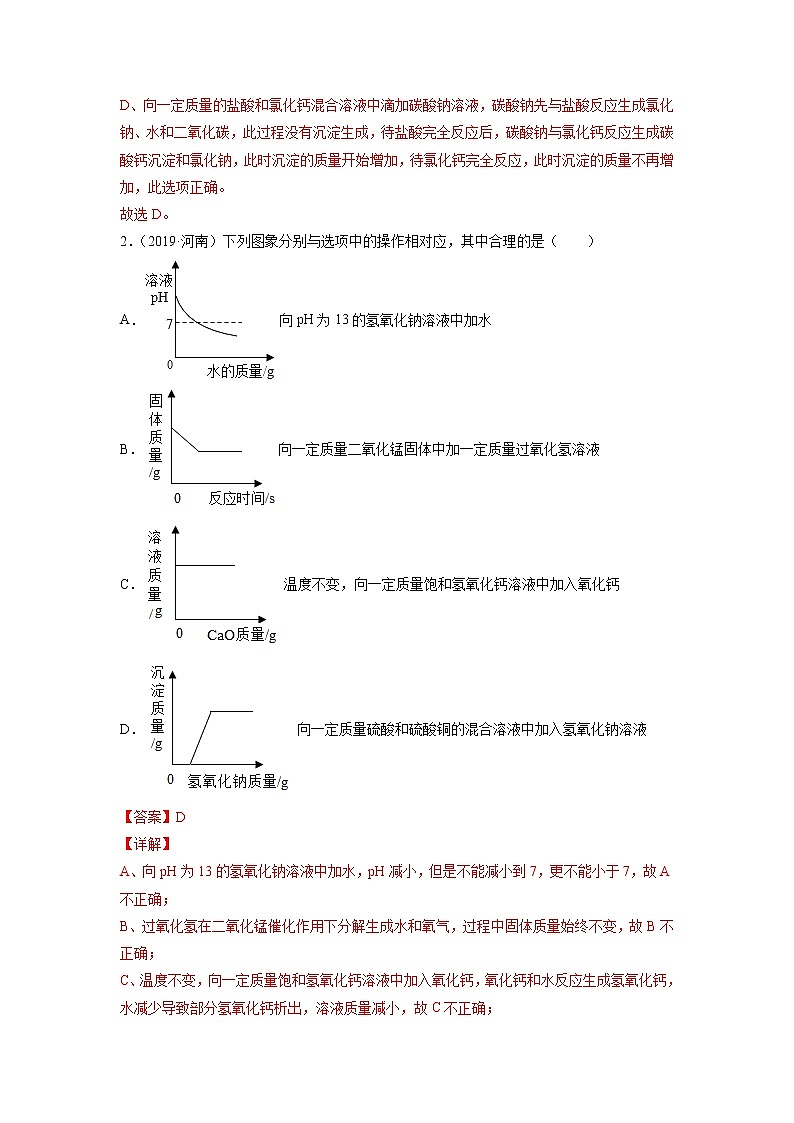 专题18 坐标图像题-5年（2017-2021）中考1年模拟化学分项汇编（河南专用）（解析版）第2页