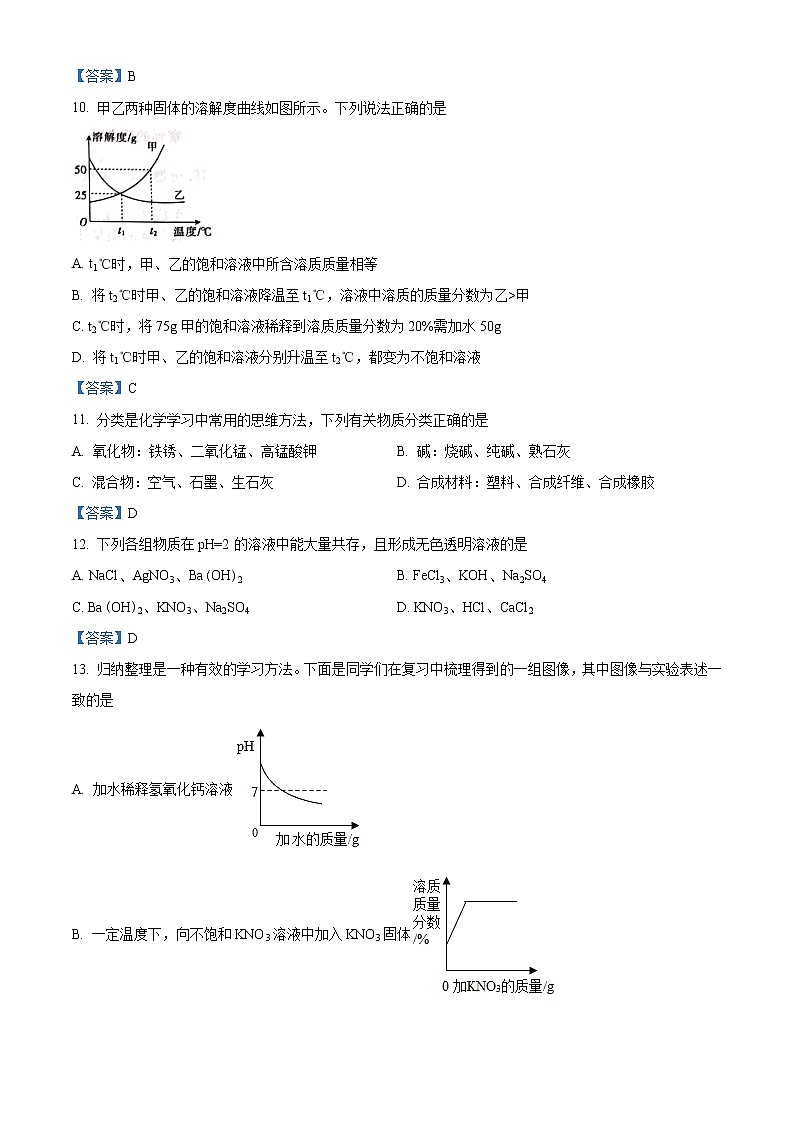 2021年河南省新乡市辉县市中考二模化学试题及答案第3页