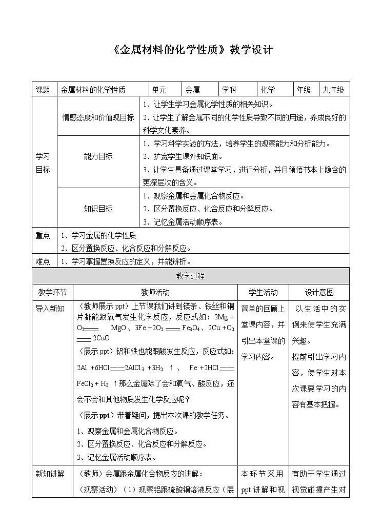6.2 金属材料的化学性质（第2课时）（课件+教案+学案+练习）01