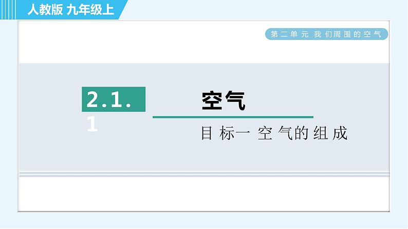 人教版九年级上册化学 第2单元 2.1.1 目标一　空气的组成 习题课件01