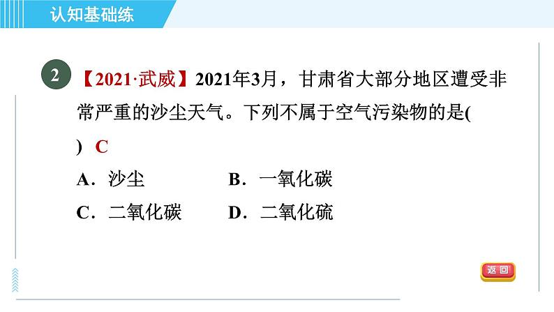 人教版九年级上册化学 第2单元 2.1.2 目标二　空气污染 习题课件第4页