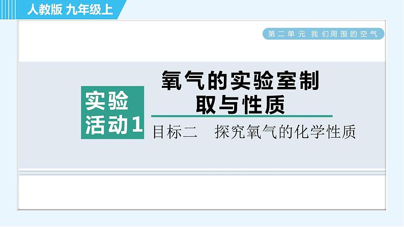 人教版九年级上册化学 第2单元 实验活动1 目标二　探究氧气的化学性质 习题课件第1页