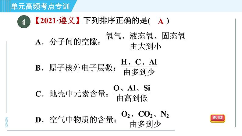 人教版九年级上册化学 第3单元 单元高频考点专训 习题课件08