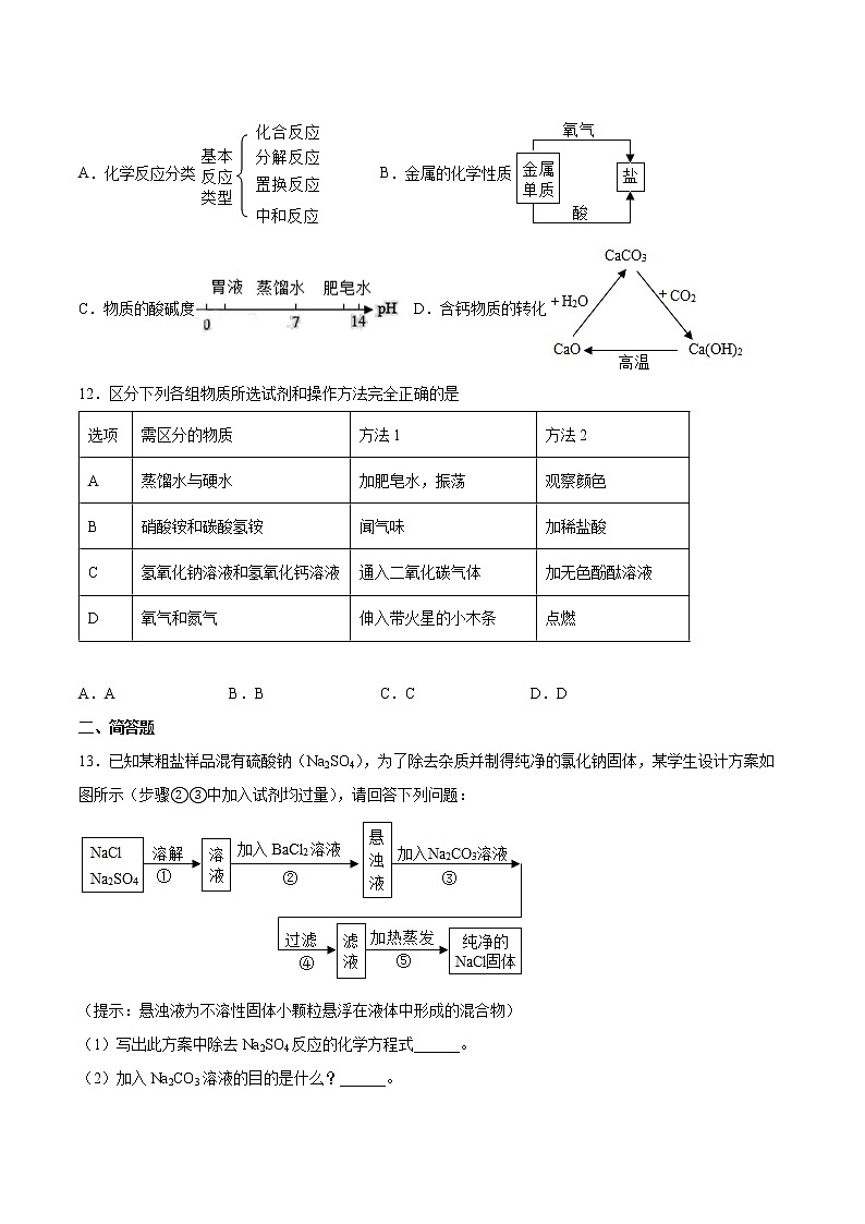第十一单元盐 化肥测试题-2021-2022学年九年级化学人教版下册 (1)（word版 含答案）第3页