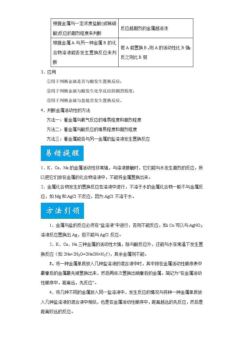 考点28金属的活动性(解析版)-2022年化学中考一轮过关讲练（人教版）学案第2页