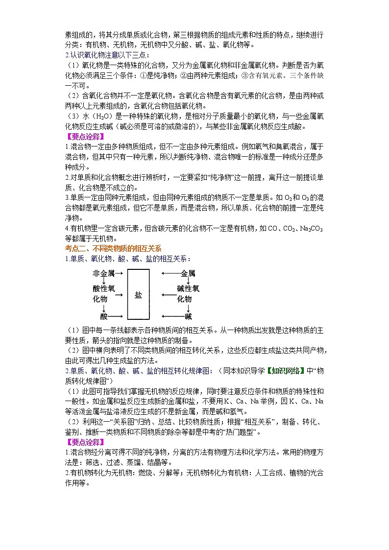 考点17物质的分类及其相互关系(解析版)-2022年化学中考一轮过关讲练(沪教版)学案第2页