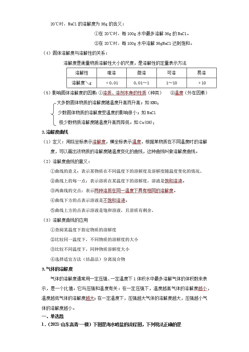 考点19海洋化学资源海水“晒盐”(解析版)练习题学案第3页