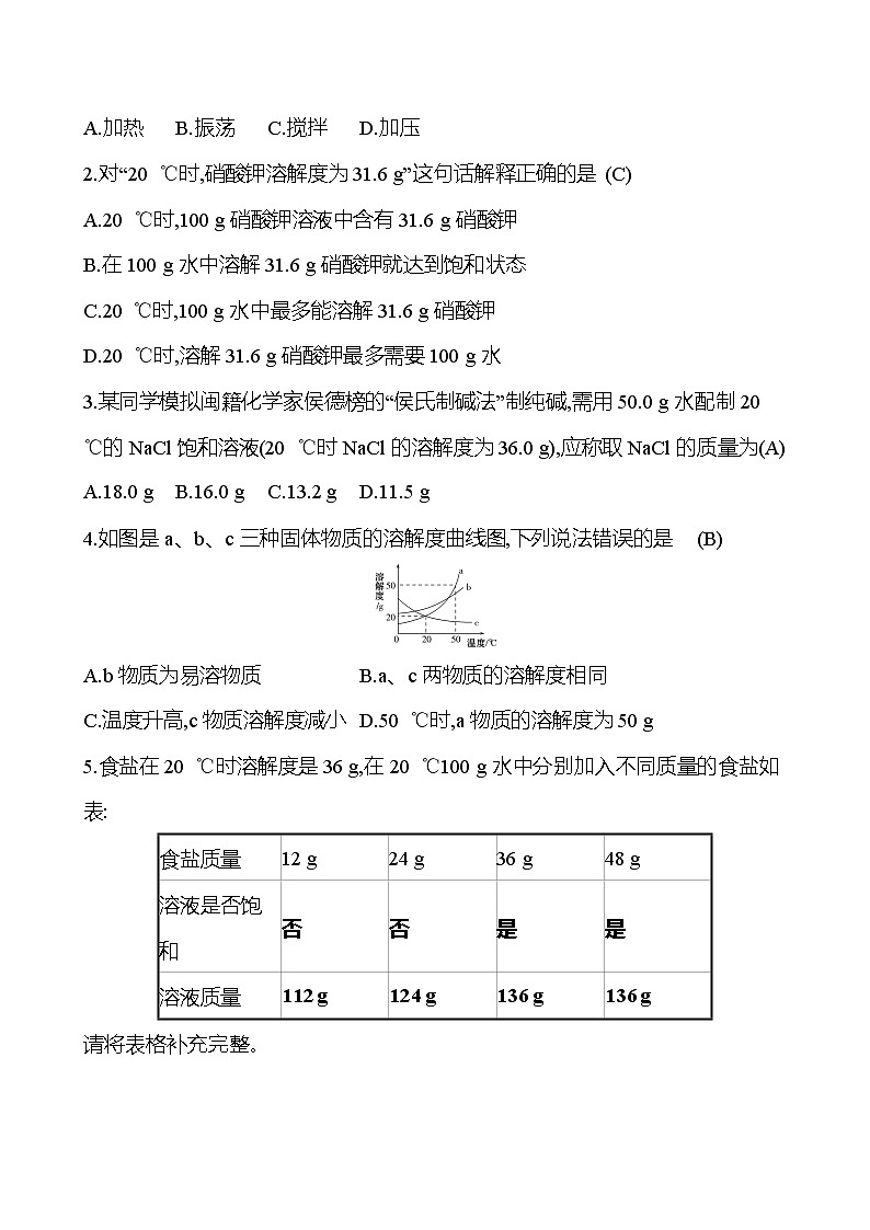 9.2.2 溶解度 同步练习第2页