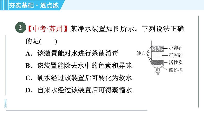 鲁教版九年级上册化学 第2单元 2.1.2 天然水的人工净化 习题课件第6页