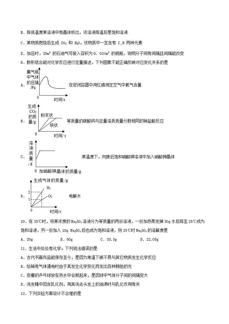 第6章溶解现象检测题-2021-2022学年九年级化学沪教版下册（word版 含答案）02