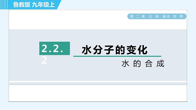 鲁教版九年级上册化学 第2单元 2.2.2 水的合成 习题课件第1页