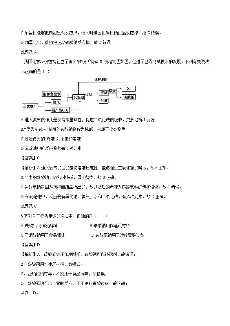 8.3 海水制碱 （第1课时） 同步作业 初中化学鲁教版九年级下册（2022年） 练习02