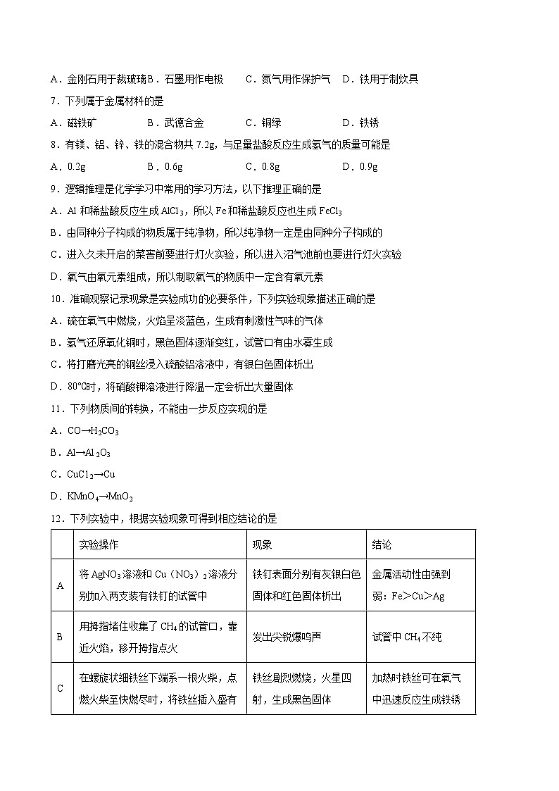 第10章 金属 检测题 -2021-2022学年九年级化学京改版（2013）下册（word版 含答案）第2页