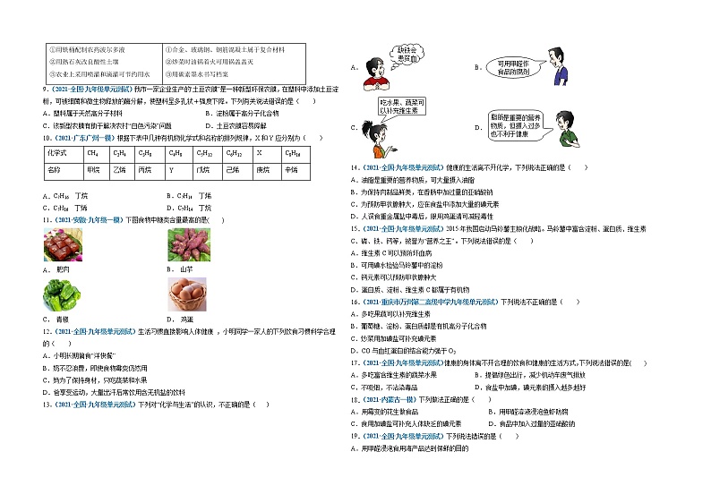 第十二单元   化学与生活（选拔卷）-【单元测试】2021-2022学年九年级化学下册尖子生选拔卷（人教版）（考试版）第2页
