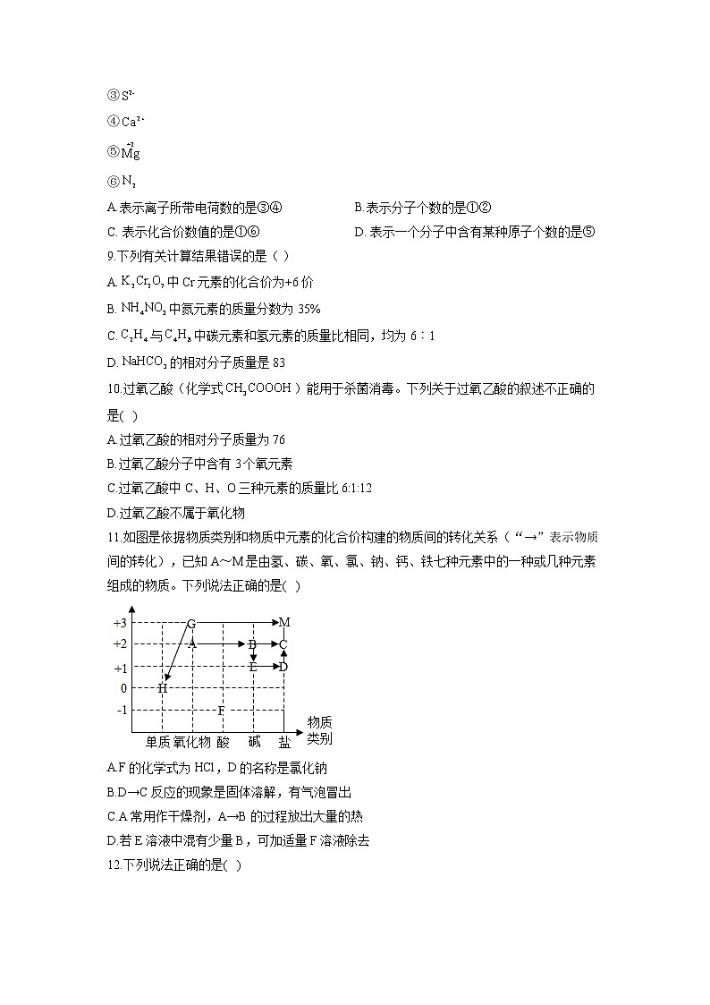 （9）化合价与化学式 物质的分类——2022届中考化学一轮复习理重点、攻难点专项特训第2页