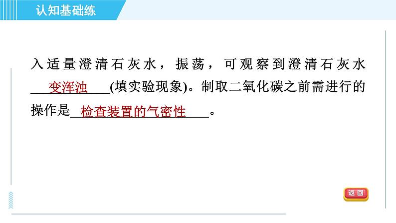 人教版九年级上册化学 第6单元 6.2 目标一　实验室制取二氧化碳 习题课件第7页