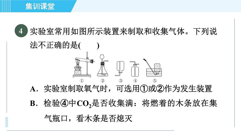 人教版九年级上册化学 第6单元 集训课堂 练素养 实验室制取气体的常见题型 习题课件第8页