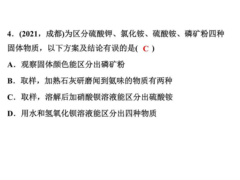 2022年人教版化学中考专题训练　酸碱盐综合课件PPT第6页