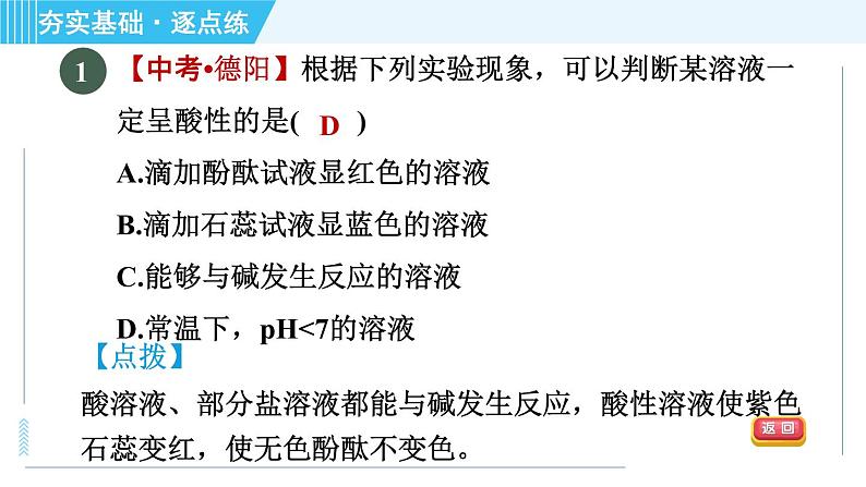 鲁教五四版九年级全一册化学 第2单元 到实验室去：探究酸和碱的化学性质 习题课件第3页