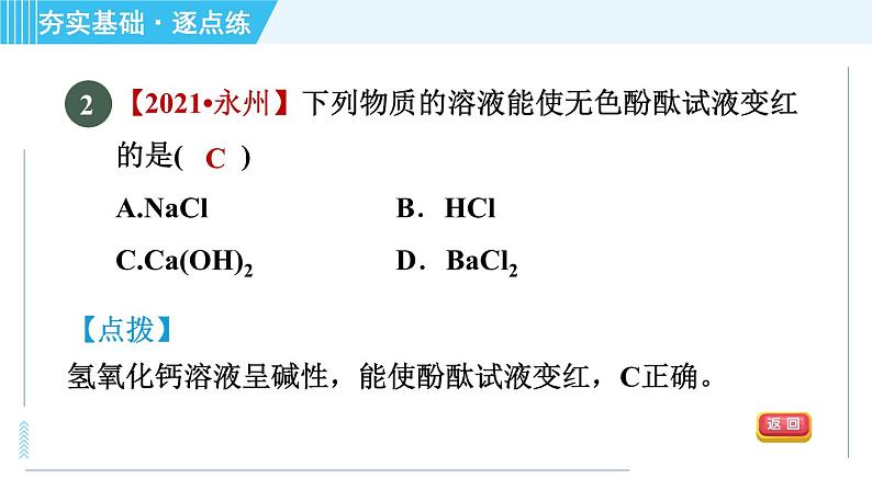 鲁教五四版九年级全一册化学 第2单元 2.3 溶液的酸碱性 习题课件04