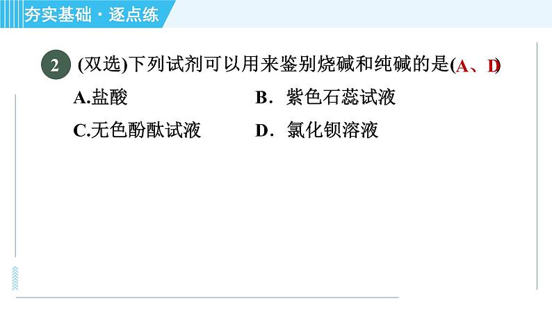 鲁教五四版九年级全一册化学 第3单元 3.3.2 纯碱的化学性质及复分解反应的实质 习题课件05